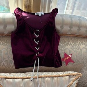 Love J Deep Purple Lace-Up Tank Top